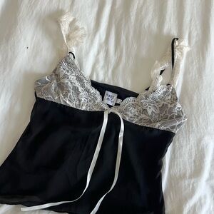 Princess Polly Black and White Lace Top